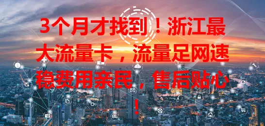 3个月才找到！浙江最大流量卡，流量足网速稳费用亲民，售后贴心！