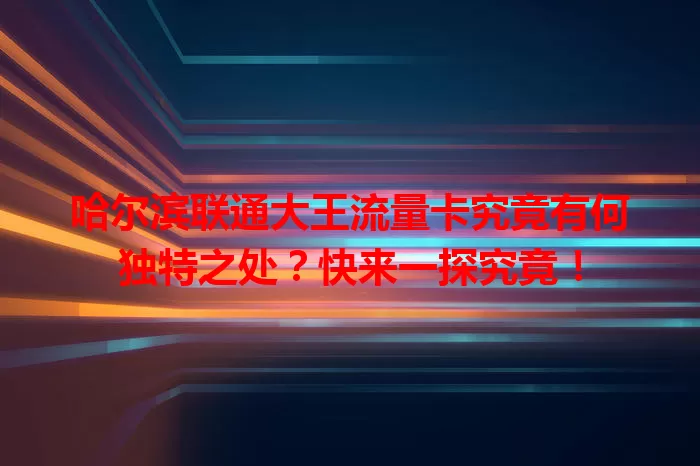 哈尔滨联通大王流量卡究竟有何独特之处？快来一探究竟！