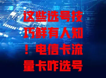 这些选号技巧鲜有人知！电信卡流量卡咋选号？按需求挑数字，关注组合归属地，避混淆歧义，助你选满意号码