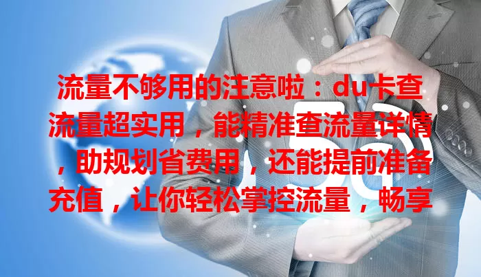 流量不够用的注意啦：du卡查流量超实用，能精准查流量详情，助规划省费用，还能提前准备充值，让你轻松掌控流量，畅享网络生活