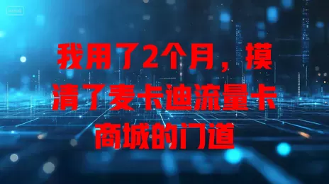我用了2个月，摸清了麦卡迪流量卡商城的门道