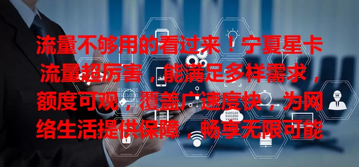 流量不够用的看过来！宁夏星卡流量超厉害，能满足多样需求，额度可观，覆盖广速度快，为网络生活提供保障，畅享无限可能