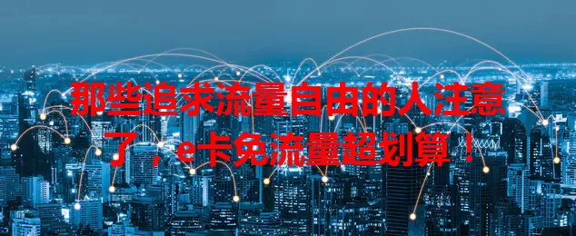 那些追求流量自由的人注意了，e卡免流量超划算！