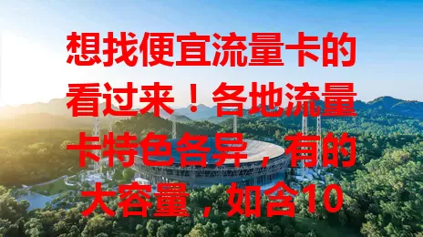 想找便宜流量卡的看过来！各地流量卡特色各异，有的大容量，如含100GB通用流量；有的性价比高，30元左右有30GB。多种网络模式稳定，办理简便。按需选，关注规则合约，挑适合自己的卡省钱又便捷