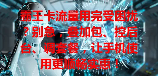 霸王卡流量用完受困扰？别急，叠加包、控后台、调套餐，让手机使用更顺畅实惠！