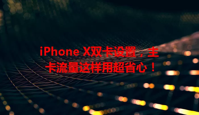 iPhone X双卡设置，主卡流量这样用超省心！