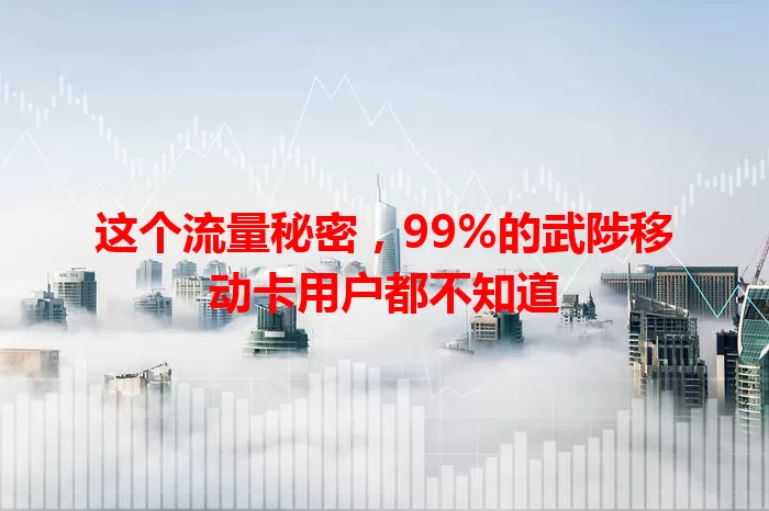这个流量秘密，99%的武陟移动卡用户都不知道