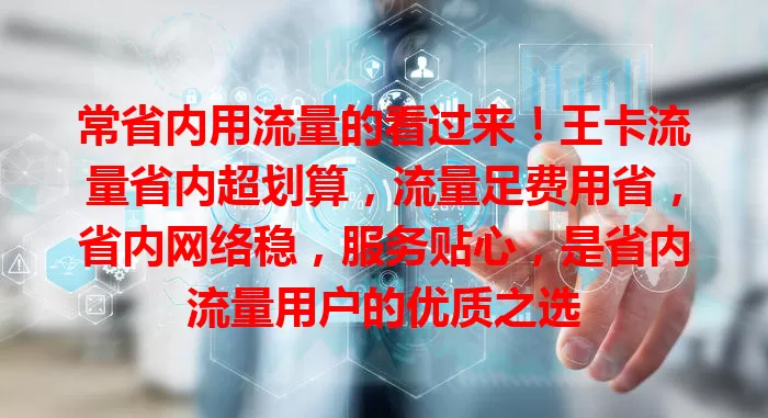 常省内用流量的看过来！王卡流量省内超划算，流量足费用省，省内网络稳，服务贴心，是省内流量用户的优质之选