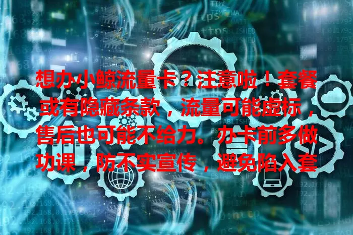 想办小鲸流量卡？注意啦！套餐或有隐藏条款，流量可能虚标，售后也可能不给力。办卡前多做功课，防不实宣传，避免陷入套路，确保权益不受侵害！
