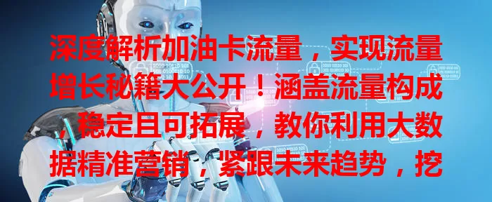 深度解析加油卡流量，实现流量增长秘籍大公开！涵盖流量构成，稳定且可拓展，教你利用大数据精准营销，紧跟未来趋势，挖掘加油卡流量价值，推动业务增长！