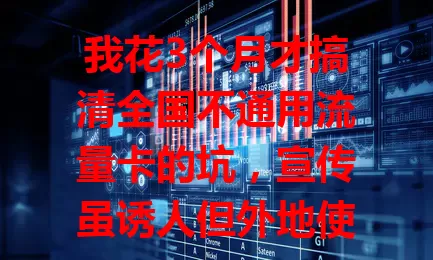 我花3个月才搞清全国不通用流量卡的坑，宣传虽诱人但外地使用受限，不同运营商差异大，出行常因流量焦虑，选卡得谨慎，希望我的经历能帮大家少走弯路