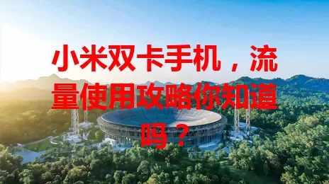 小米双卡手机，流量使用攻略你知道吗？