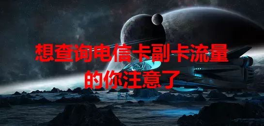 想查询电信卡副卡流量的你注意了