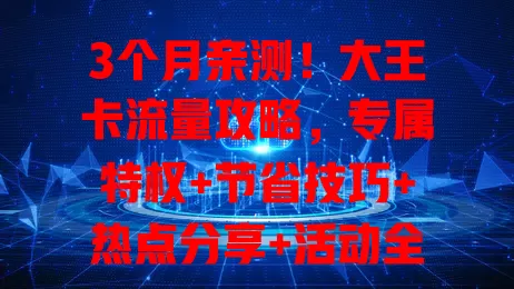 3个月亲测！大王卡流量攻略，专属特权+节省技巧+热点分享+活动全掌握