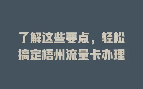 了解这些要点，轻松搞定梧州流量卡办理