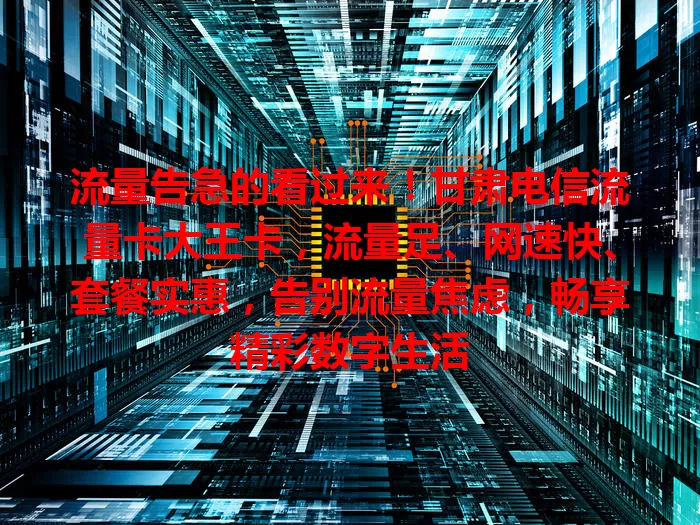 流量告急的看过来！甘肃电信流量卡大王卡，流量足、网速快、套餐实惠，告别流量焦虑，畅享精彩数字生活