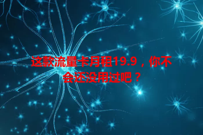 这款流量卡月租19.9，你不会还没用过吧？