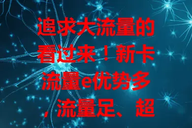 追求大流量的看过来！新卡流量e优势多，流量足、超稳定、性价比高，多场景适用，让你畅享便捷网络生活