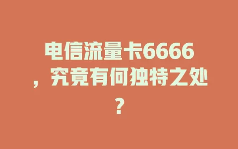 电信流量卡6666，究竟有何独特之处？