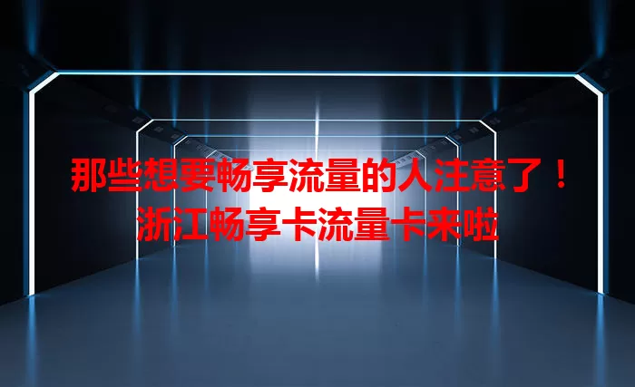 那些想要畅享流量的人注意了！浙江畅享卡流量卡来啦