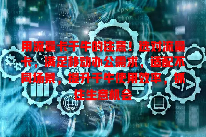 用流量卡千牛的注意！选对流量卡，满足移动办公需求，适配不同场景，提升千牛使用效率，抓住生意机会