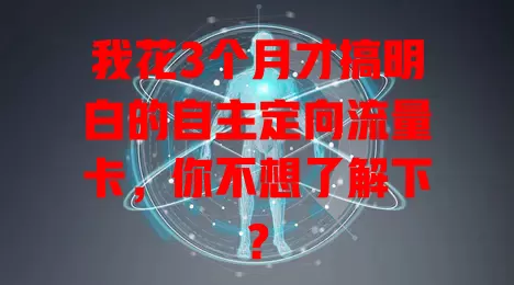 我花3个月才搞明白的自主定向流量卡，你不想了解下？