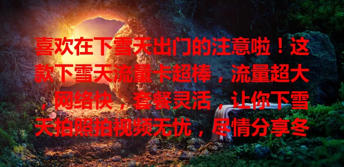 喜欢在下雪天出门的注意啦！这款下雪天流量卡超棒，流量超大，网络快，套餐灵活，让你下雪天拍照拍视频无忧，尽情分享冬日浪漫，快备一张迎接下雪天！