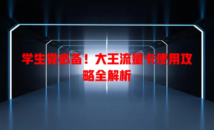 学生党必备！大王流量卡使用攻略全解析