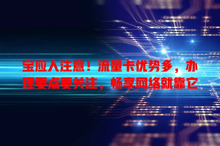 宝应人注意！流量卡优势多，办理要点要关注，畅享网络就靠它