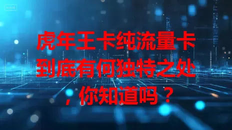 虎年王卡纯流量卡到底有何独特之处，你知道吗？