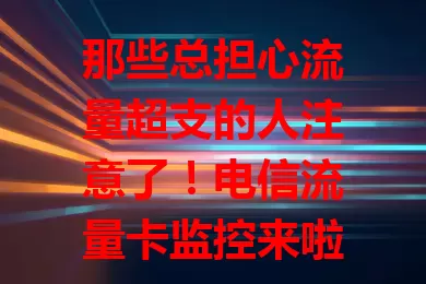 那些总担心流量超支的人注意了！电信流量卡监控来啦