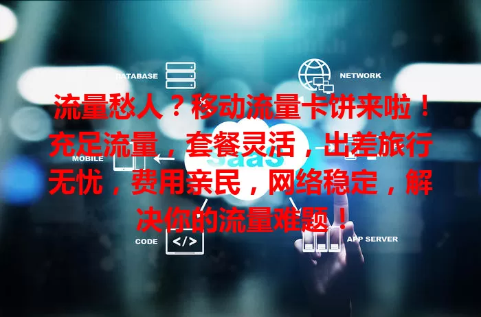 流量愁人？移动流量卡饼来啦！充足流量，套餐灵活，出差旅行无忧，费用亲民，网络稳定，解决你的流量难题！