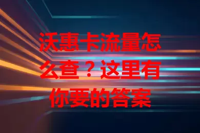 沃惠卡流量怎么查？这里有你要的答案