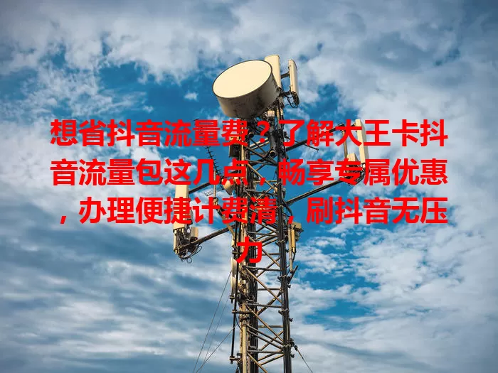 想省抖音流量费？了解大王卡抖音流量包这几点，畅享专属优惠，办理便捷计费清，刷抖音无压力