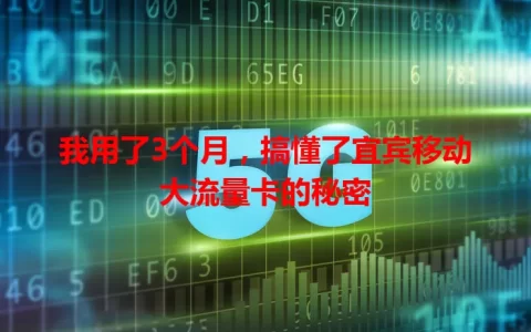 我用了3个月，搞懂了宜宾移动大流量卡的秘密