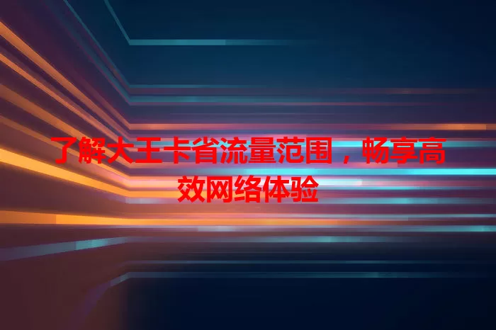 了解大王卡省流量范围，畅享高效网络体验