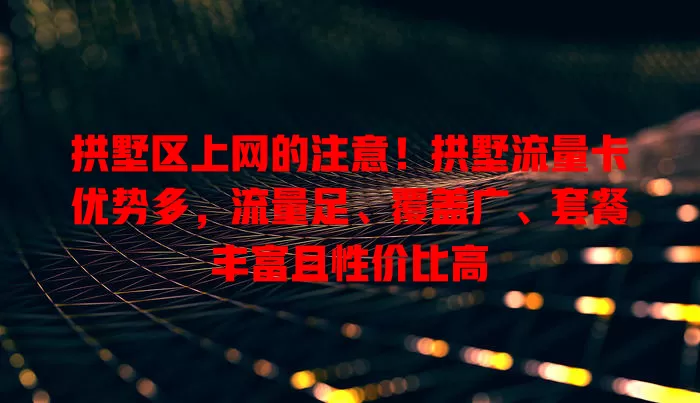 拱墅区上网的注意！拱墅流量卡优势多，流量足、覆盖广、套餐丰富且性价比高