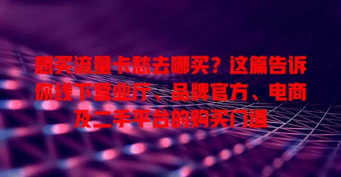 想买流量卡愁去哪买？这篇告诉你线下营业厅、品牌官方、电商及二手平台的购买门道