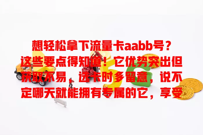 想轻松拿下流量卡aabb号？这些要点得知道！它优势突出但获取不易，选卡时多留意，说不定哪天就能拥有专属的它，享受便利啦！