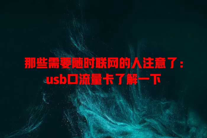那些需要随时联网的人注意了：usb口流量卡了解一下
