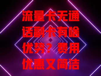 流量卡无通话副卡有啥优势？费用优惠又简洁，满足流量需求！