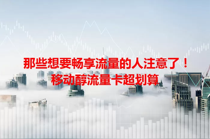 那些想要畅享流量的人注意了！移动醇流量卡超划算