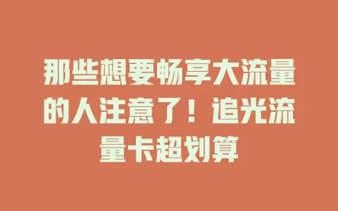 那些想要畅享大流量的人注意了！追光流量卡超划算