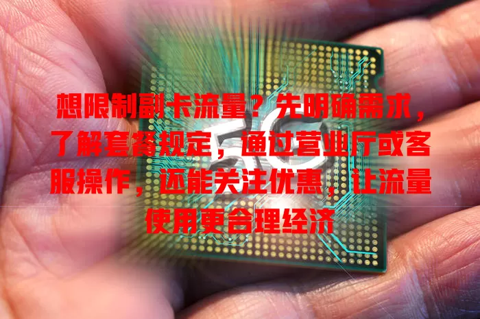 想限制副卡流量？先明确需求，了解套餐规定，通过营业厅或客服操作，还能关注优惠，让流量使用更合理经济