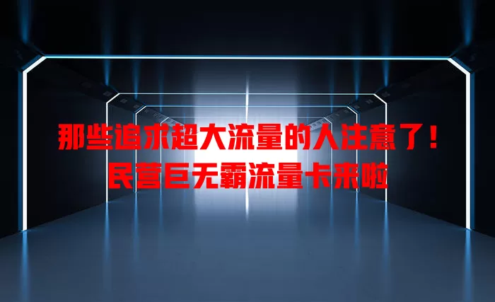 那些追求超大流量的人注意了！民营巨无霸流量卡来啦