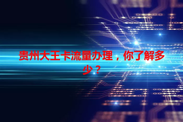 贵州大王卡流量办理，你了解多少？