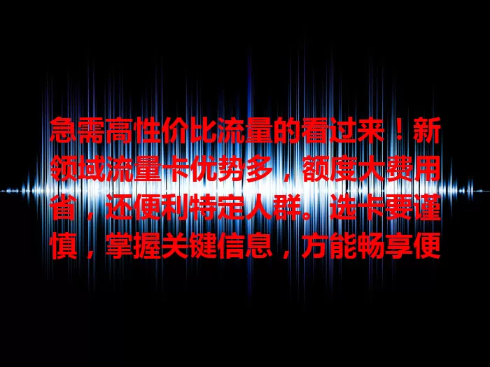 急需高性价比流量的看过来！新领域流量卡优势多，额度大费用省，还便利特定人群。选卡要谨慎，掌握关键信息，方能畅享便捷实惠，开启畅快网络生活！