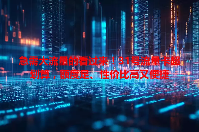 急需大流量的看过来！31号流量卡超划算，额度足、性价比高又便捷