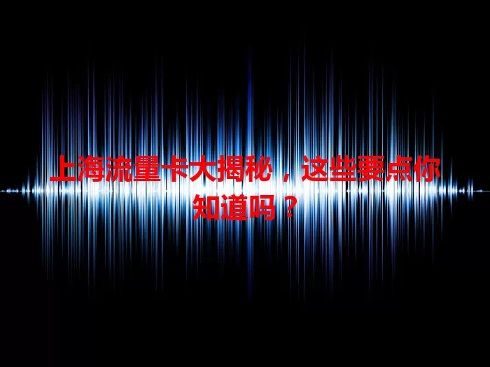 上海流量卡大揭秘，这些要点你知道吗？