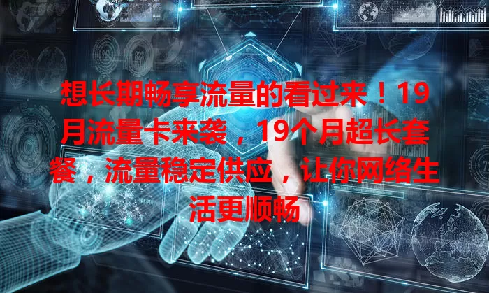 想长期畅享流量的看过来！19月流量卡来袭，19个月超长套餐，流量稳定供应，让你网络生活更顺畅